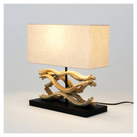 Holländer Stolní lampa Panarea, barva dřeva/béžová, výška 42 cm, dřevo