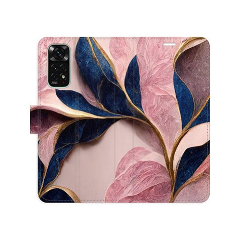 iSaprio flip pouzdro Pink Leaves pro Xiaomi Redmi Note 11 / Note 11S