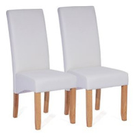 Jídelní židle DINNER bílá, set 2 ks, potah textilní kůže