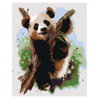 Diamantové malování - PANDA NA VĚTVI Rozměr: 40x50 cm, Rámování: vypnuté plátno na rám