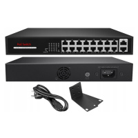 PoE Switch 16x PoE 2x Uplink 160W pro Ip kamery