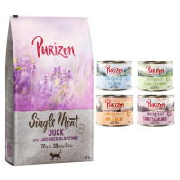 Purizon granule 6,5 kg + Purizon konzervy 6 x 200 g zdarma - Single Meat kachna s květy levandul