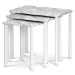 Přístavné a odkládací stolky NUKLEO, set 3 ks, šedobílý mramor/bílá matná