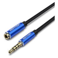 Vention Cotton Braided TRRS 3.5mm Male to 3.5mm Female Audio Extension 1.5m Blue Aluminum Alloy 