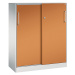 C+P Skříň s posuvnými dveřmi ASISTO, výška 1292 mm, šířka 1000 mm, světlá šedá/žlutooranžová