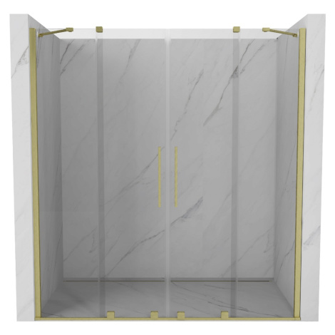 MEXEN/S Velar Duo posuvné sprchové dveře 200, transparent, zlato kartáčovaná 871-200-000-02-55