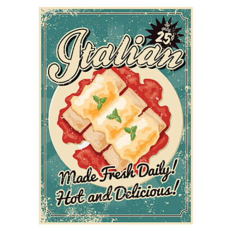 Ilustrace Vintage Screen Printed Italian Food Poster, bortonia, 30 × 40 cm