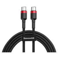 Odolný kabel nylonem opletený USB-C / USB-C PD QC 60W 3A 480Mb/s Baseus Cafule 2m Černočervený