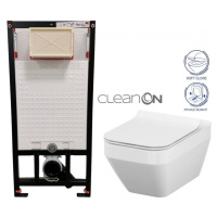 DEANTE Podomítkový rám, pro závěsné WC mísy bez tlačítka + WC CERSANIT CLEANON CREA čtverec + SE