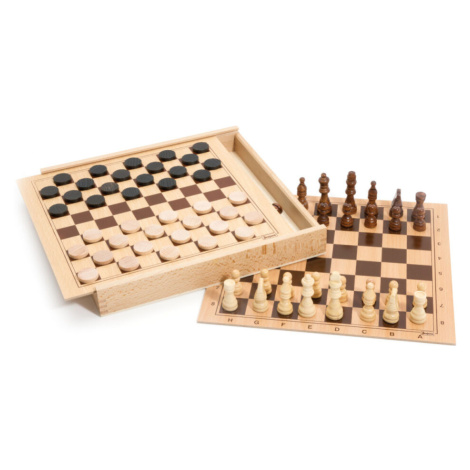 DD Šachy a dáma v dřevěné krabici