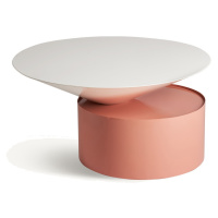 Estila Luxusní art deco konferenční stolek Calla s moderním kruhovým designem bílá růžová 76 cm