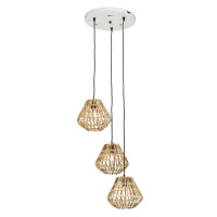 Bambusová závěsná lampa s bílými kulatými 3 světly - Canna Diamond