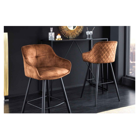 LuxD Designová barová židle Natasha hnědý samet