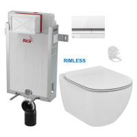 ALCADRAIN Renovmodul předstěnový instalační systém s bílým/ chrom tlačítkem M1720-1 + WC Ideal S