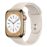 Apple Watch Series 8 45mm Cellular Zlatý nerez s hvězdně bílým sportovním řemínkem