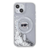 Karl Lagerfeld Liquid Glitter Karl Head MagSafe Zadní Kryt pro iPhone 15 Transparent