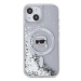 Karl Lagerfeld Liquid Glitter Karl Head MagSafe Zadní Kryt pro iPhone 15 Transparent