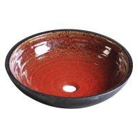SAPHO ATTILA keramické umyvadlo, průměr 43cm, tomatová červeň/petrolejová DK007