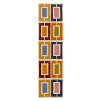 Ručně všívaný běhoun Illusion Retro Blocks Multi 60x230 cm