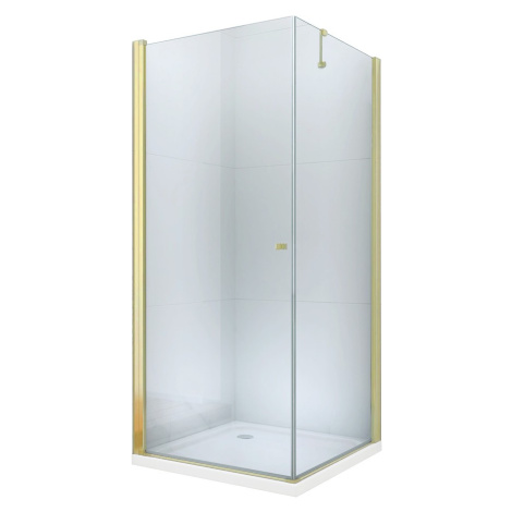 MEXEN/S Pretoria obdélníkový sprchový kout 90x80, transparent, zlatý + vanička 852-090-080-50-00