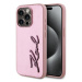 Karl Lagerfeld Wrinkled PU Signature Logo Zadní Kryt pro iPhone 15 Pro Pink