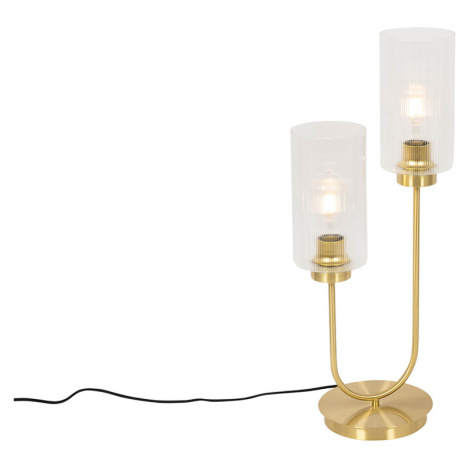 Stolní lampa Art Deco zlatá se sklem 2-světlo - Laura QAZQA