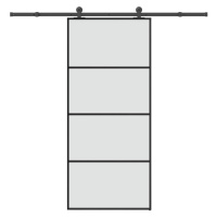 vidaXL Posuvné dveře s kováním 90x205 cm ESG sklo a hliník