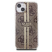 Guess IML 4G Gold Stripe kryt iPhone 15 hnědý