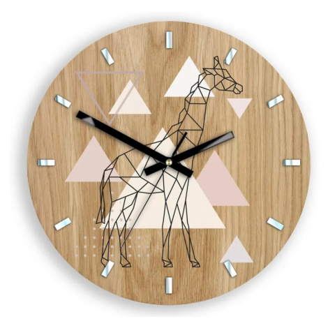 ModernClock Dřevěné nástěnné hodiny Žirafa 33 cm dub přírodní