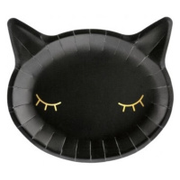Halloween Happy party - Talířky papírové černá kočka 22 x 20 cm
