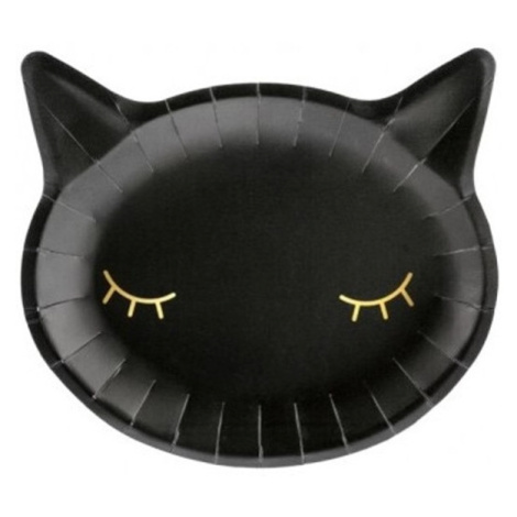 Halloween Happy party - Talířky papírové černá kočka 22 x 20 cm PartyDeco