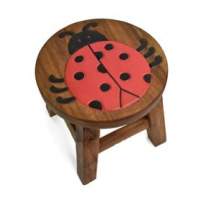Oriental stolička dřevěná, dekor beruška