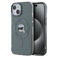 Karl Lagerfeld IML Karl Head Metal Frame MagSafe zadní kryt iPhone 15 černý