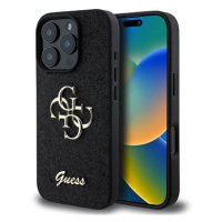 Guess PU Fixed Glitter 4G Metal Logo Zadní Kryt pro iPhone 16 Pro Black