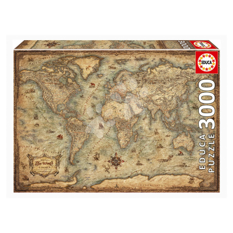 Puzzle Map of the World Educa 3000 dílků a Fix lepidlo