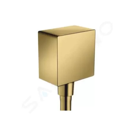 HANSGROHE Fixfit Přípojka hadice Square se zpětným ventilem, leštěný vzhled zlata 26455990