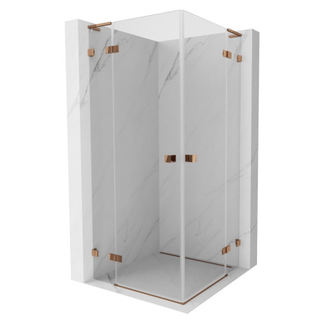 MEXEN/S Lunar L Duo sprchový kout dveře křídlové 70 x 70, transparent, růžové zlato 834L-070L-07