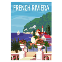 Ilustrace French Riviera Nice coast poster vintage., VectorUp, 26.7x40 cm