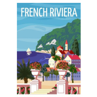 Ilustrace French Riviera Nice coast poster vintage., VectorUp, 26.7 × 40 cm