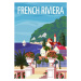 Ilustrace French Riviera Nice coast poster vintage., VectorUp, (26.7 x 40 cm)