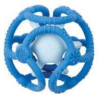 NATTOU - Kousátko silikonové míč 2v1 bez BPA 10 cm modrá