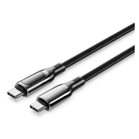 Vention Cotton Braided USB-C 2.0 5A Cable With LED Display 1.2m Black Zinc Alloy Type