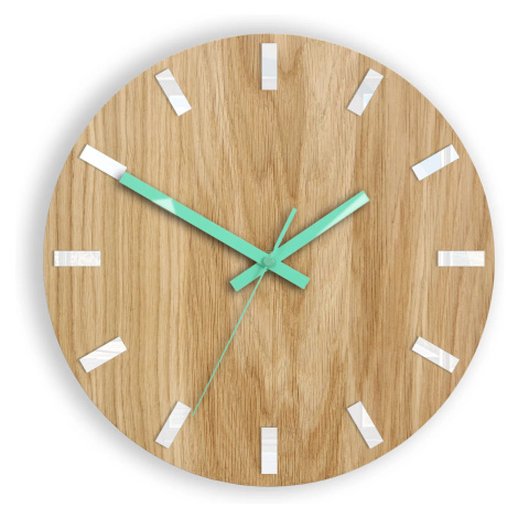 ModernClock Nástěnné hodiny Simple Oak hnědo-mátové
