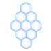 Escape6 Kompletní LED hexagonové svítidlo modré, rozměr 9 elementů 246 × 386 cm