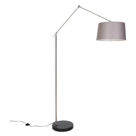 Moderní stojací lampa ocelové lněné stínidlo tmavě šedá 45 cm - Redakce QAZQA