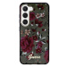 Guess GUHCS23SHCFWSA hard silikonové pouzdro Samsung Galaxy S23 5G khaki Flower Collection