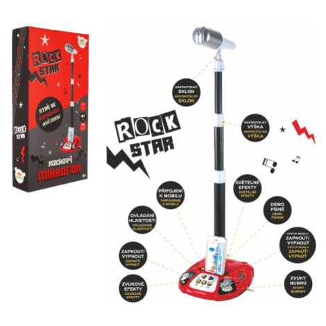 Mikrofon karaoke ROCK STAR plast na baterie se světlem se zvukem v krabici 23x45x8cm Teddies