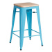 ArtD Barová židle PARIS 75 cm dřevěná | přírodní/modrá