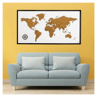 Korková, zapichovací mapa světa na zeď s rámem