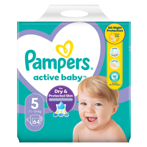 Pampers Active Baby Size 5, 64Nappies,11kg - 16kg